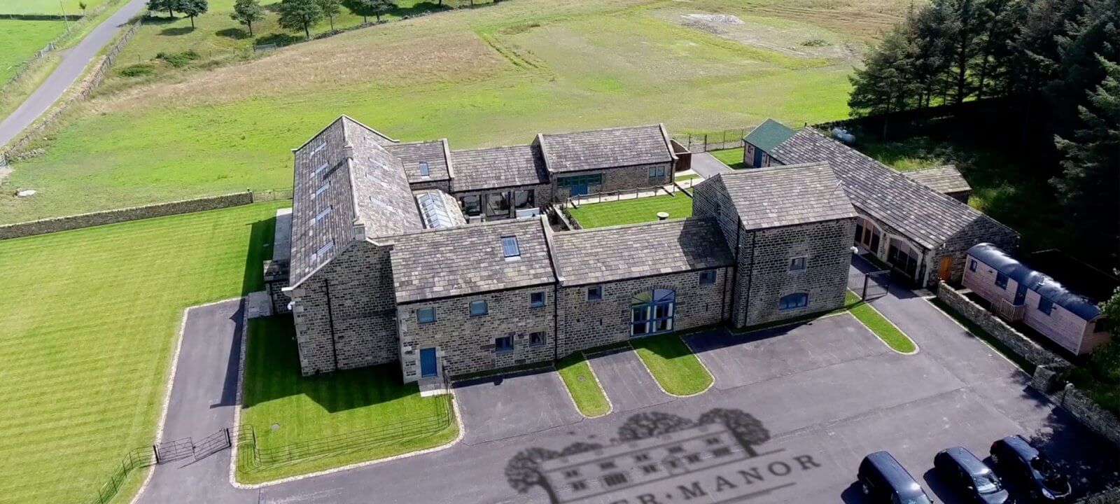 Aerial shot of Spicer Manor