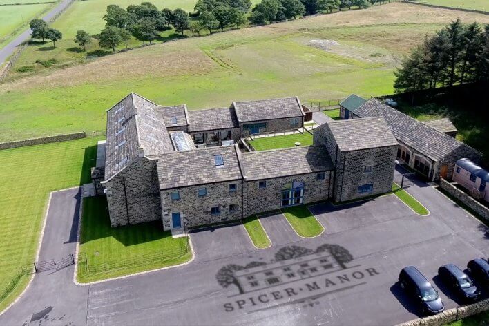 Aerial shot of Spicer Manor