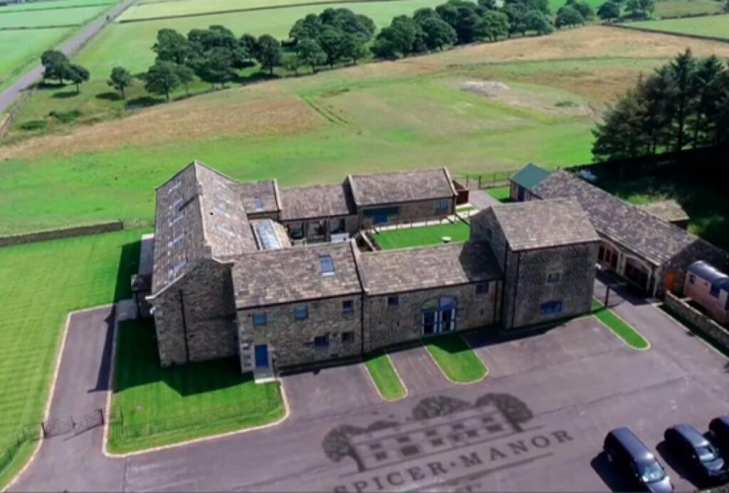 External aerial shot of Spicer Manor