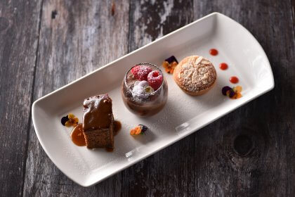 Plate with trio of desserts